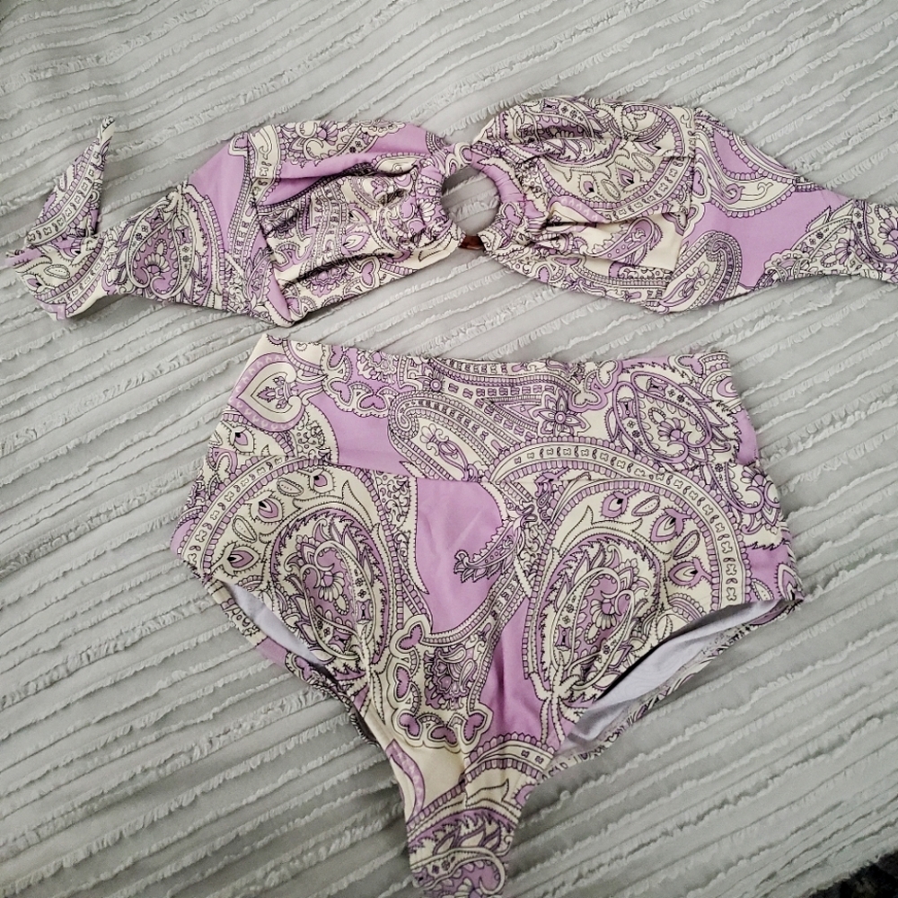 Montce Purple and Cream Paisley Bikini